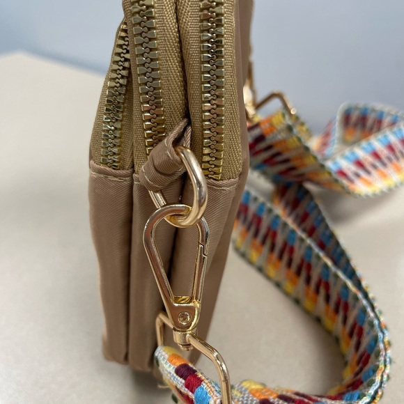 Zenana Quilted Mini Crossbody Bag w/ Multi-Color Guitar Strap - Tan - NWOT - Picture 4 of 5